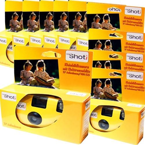 Lot de 10 appareils photo jetables PHOTO PORST 1A Topshot en jaune/appareil photo de mariage/de fête 27 prises chacune