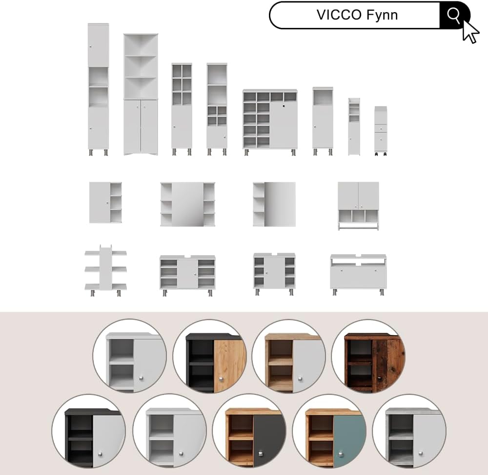 Vicco Ensemble de Meubles de Salle de Bain Fynn, Chêne/Anthracite, 2 Parties
