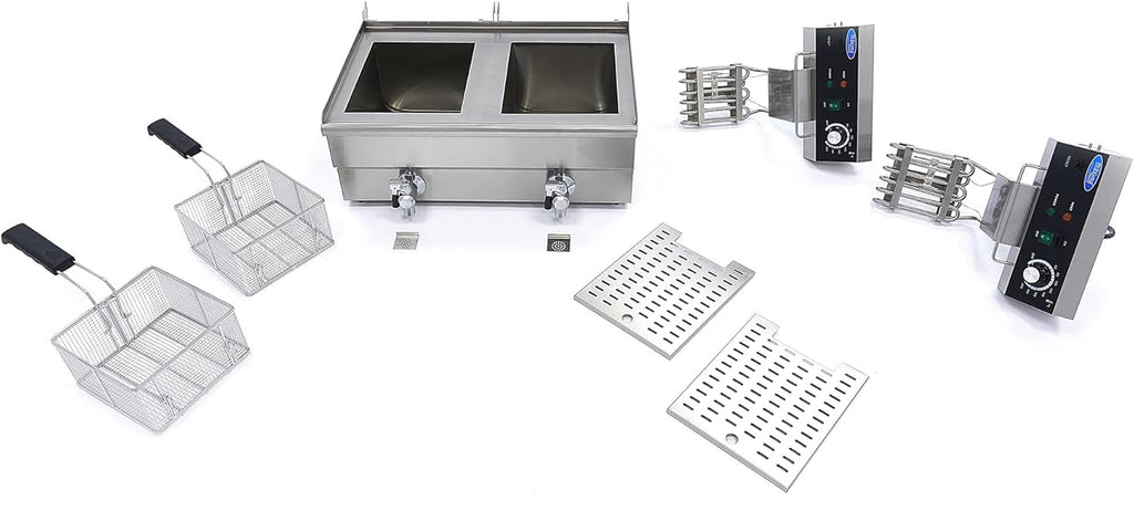 Friteuse 2x 13 L 2 Paniers avec robinet - Friteuse - Friteuse double traiteur - Inox - Professionnelle - 26 Litres