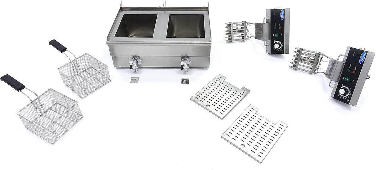 Friteuse 2x 13 L 2 Paniers avec robinet - Friteuse - Friteuse double traiteur - Inox - Professionnelle - 26 Litres