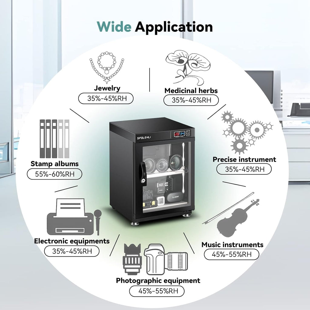Armoire Sèche Pour Appareil Phot Déshumidificateur Numérique Boîte Sèche électronique 35l Avec Lumières Led Silencieux Et économie D'énergie Pour L'objectif De Caméra Et Le Stockage