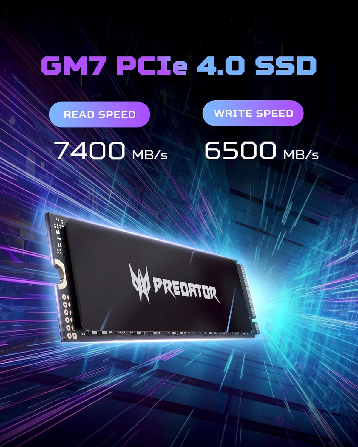 acer Predator GM7 4TB Disco SSD 7400MB/S NVMe PCIe 4.0 M.2 Gen4