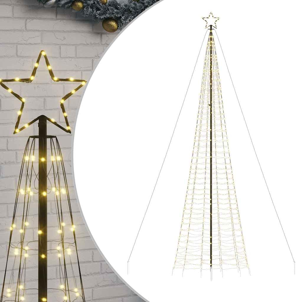 Festnight Arbre de Noël Cône Lumineuse avec Etoile Sapin de Noël Guirlande Lumineux Intérieur Extérieur Décoration de Noël-Blanc chaud-500 cm