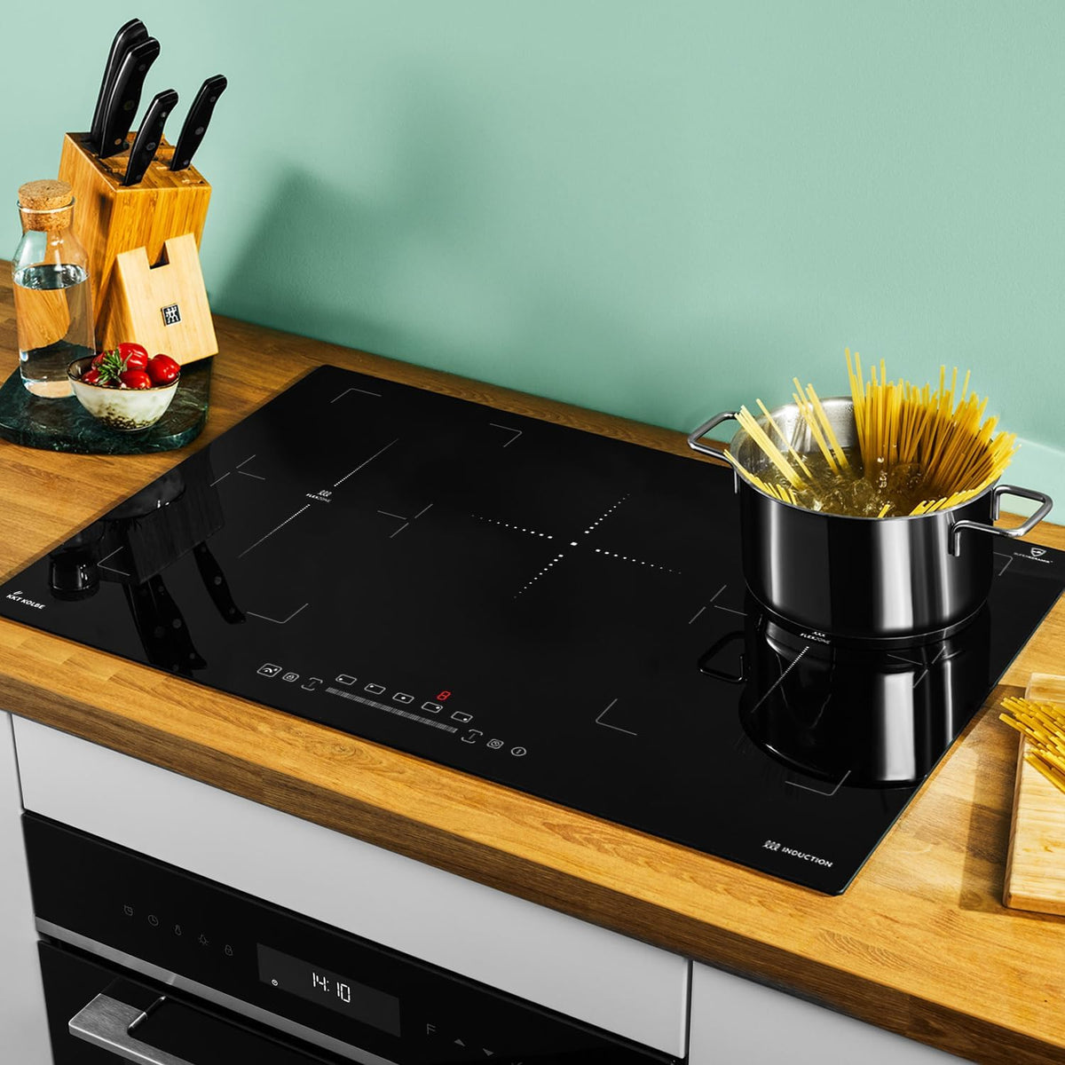 Plaque Induction 77 cm | 11,2 kW | 5 Zones de cuisson | 9 niveaux de puissance | 2 zones flexibles | Contrôles Tactiles | Minuterie | IH87705FZ