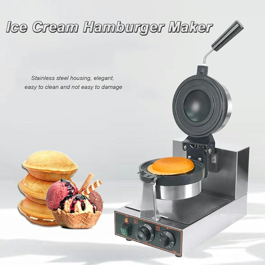 Machine à hamburgers, gaufrier, appareil à hamburgers chauffant double face, presse à panini électrique antiadhésive 1000 W, machine à pain pour sandwichs et glaces