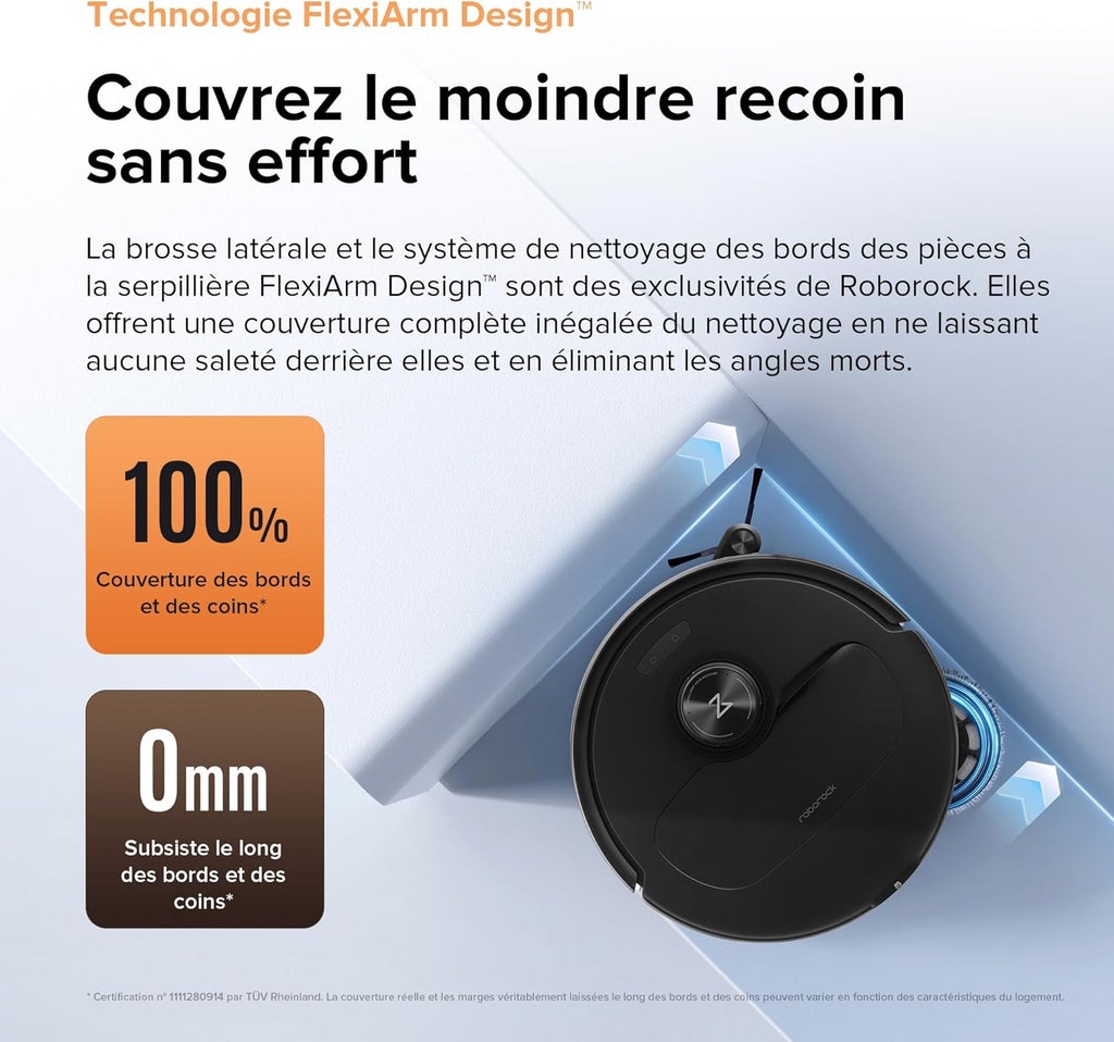 roborock Qrevo Master Set Aspirateur Robot avec FlexiArm Brosse & Serpillière pour Couverture des Coins, Aspirateur Laveur avec Deux Serpillière & Brosse DuoRoller Soutien 10000Pa, Détecter de Saleté