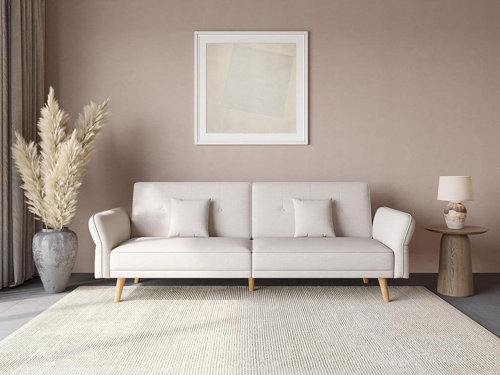 DecoInParis Canapé clic clac 3 Places en Tissu Beige Chili