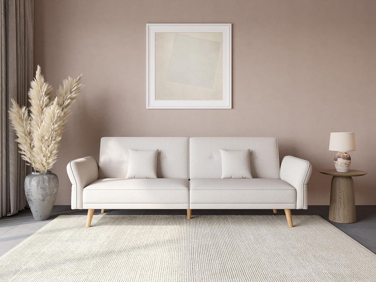 DecoInParis Canapé clic clac 3 Places en Tissu Beige Chili