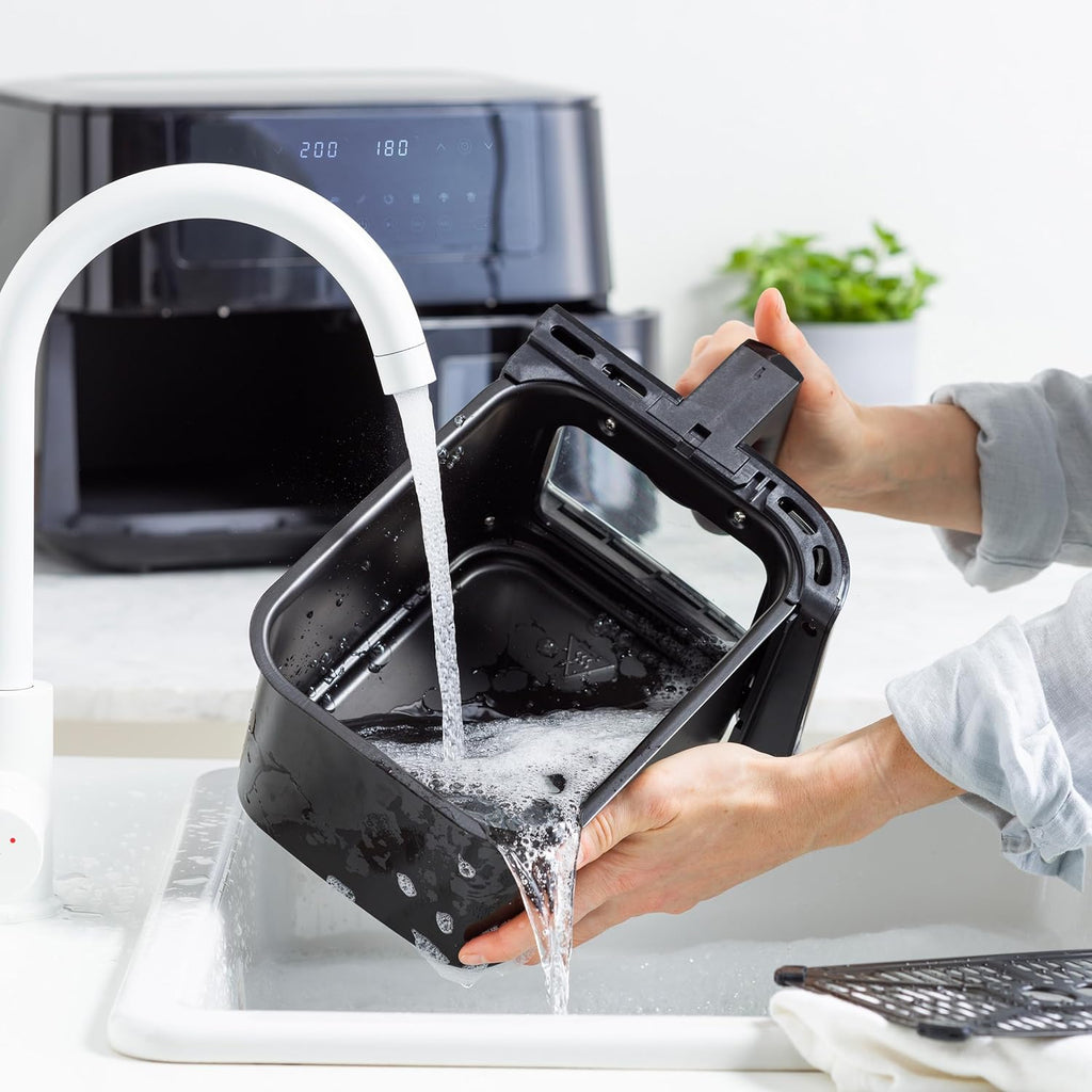 GreenPan Bistro Airfryer XL 11en1,2 Paniers à Friteuse sans Huile (2 x 4L),Intérieur Antiadhésif en Céramique sans PFAS,Chauffage Rapide,Préréglages Multifonctions,Arrêt automatique,Affichage LED,Noir