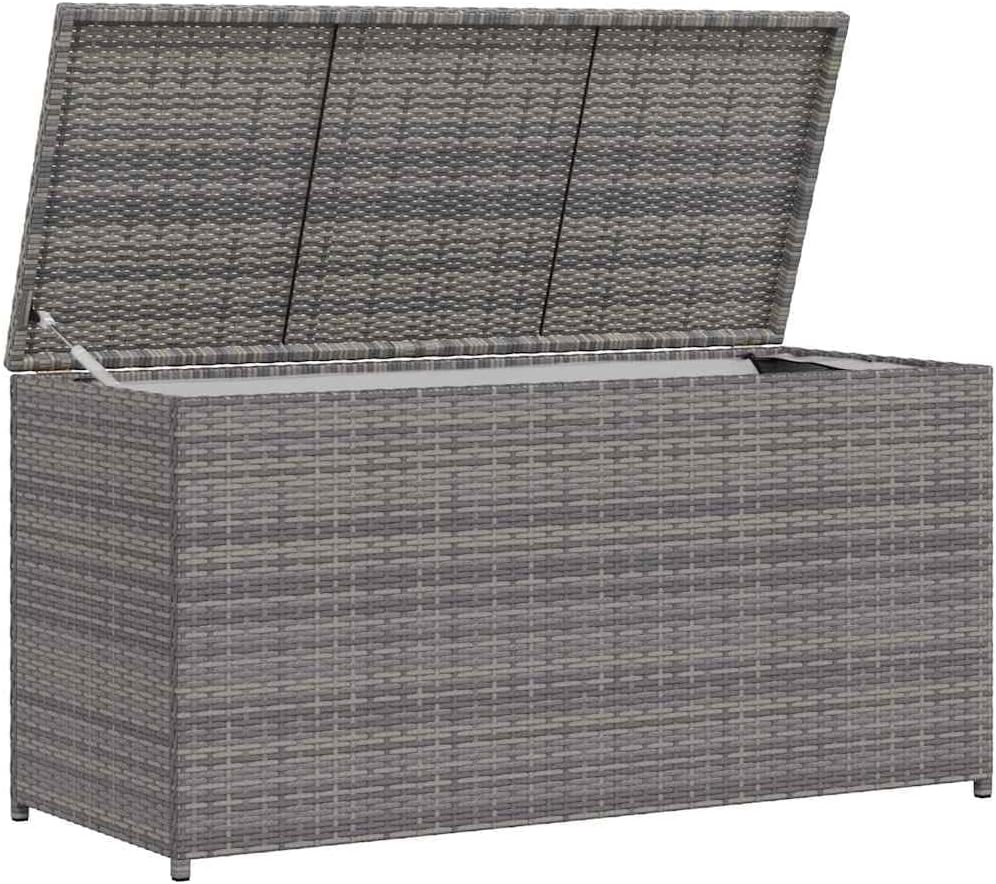 vidaXL Boîte de Rangement de Jardin Coffre de Rangement Banc de Stockage Patio Terrasse Extérieur Gris 120x50x60 cm Résine Tressée