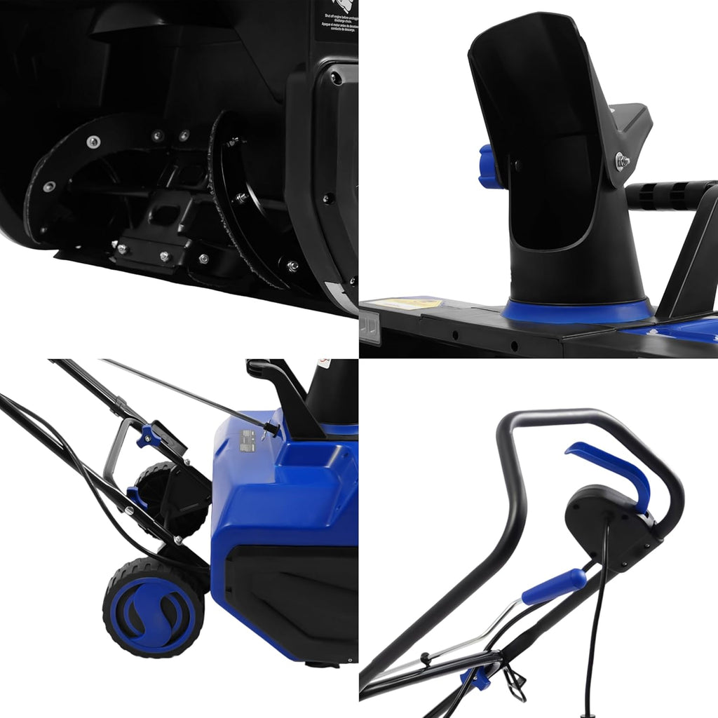 Fraise à neige électrique en acier au manganèse 2400 W avec rouleau à brosse en acier, balayeuse à neige avec toboggan réglable à 180°, appareil de déneigement électrique avec double lumières LED pour