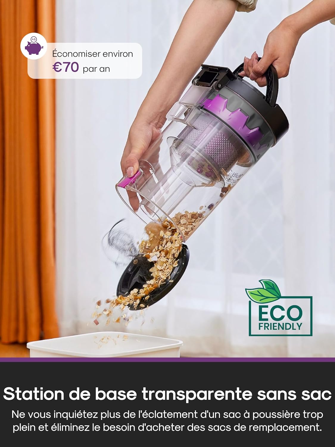 Eureka E20 Evo Plus Robot Aspirateur Laveur avec Station sans Sac Aspiration 10000 Pa Aspirateur Robot Autovidange, Anti Enchevêtrement pour Cheveux Poils d'animaux, Soulèvement de Serpillière 10mm