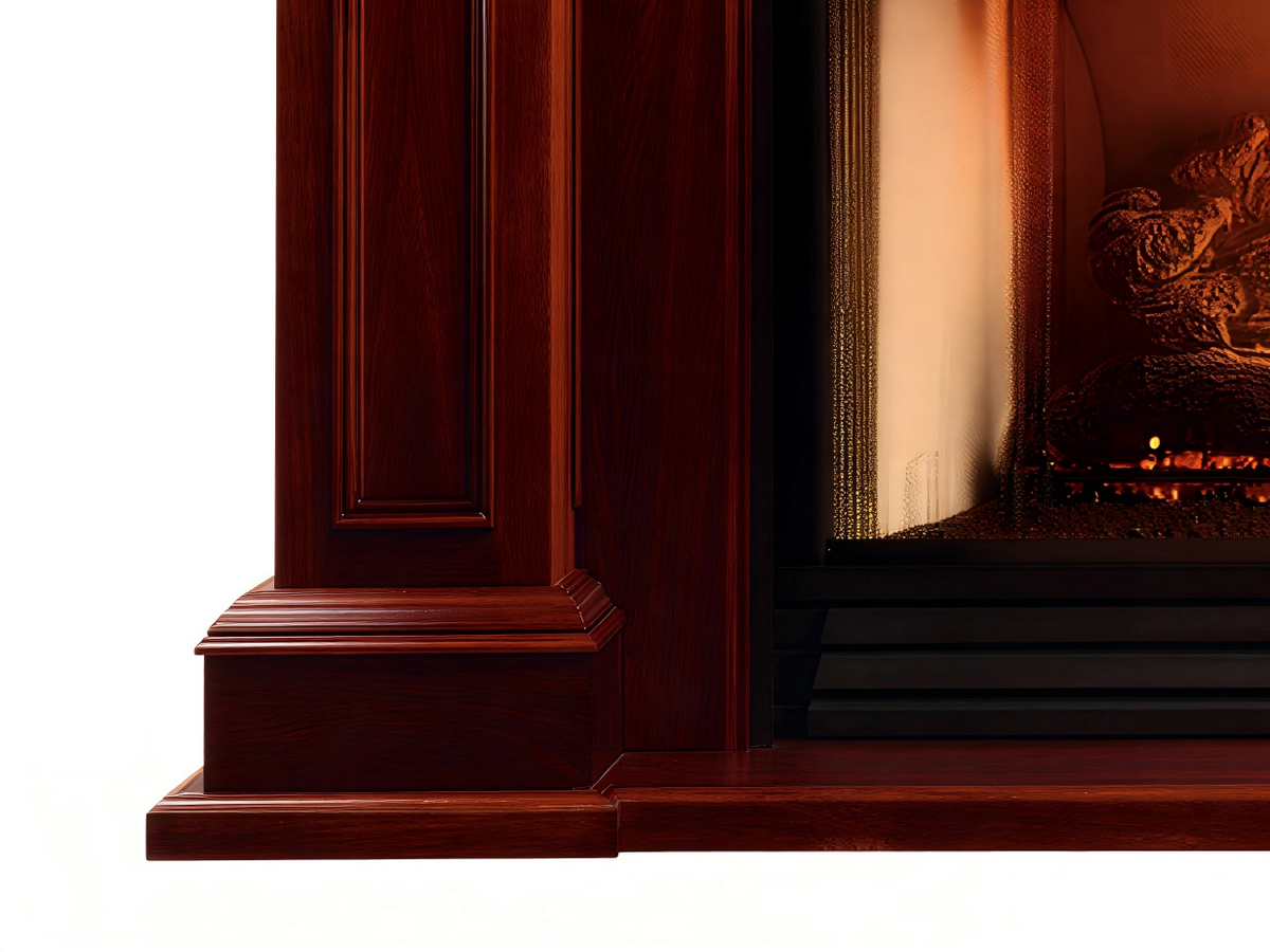 Cheminée au gaz bois 135x48x110 cm - marron/noir - style classique
