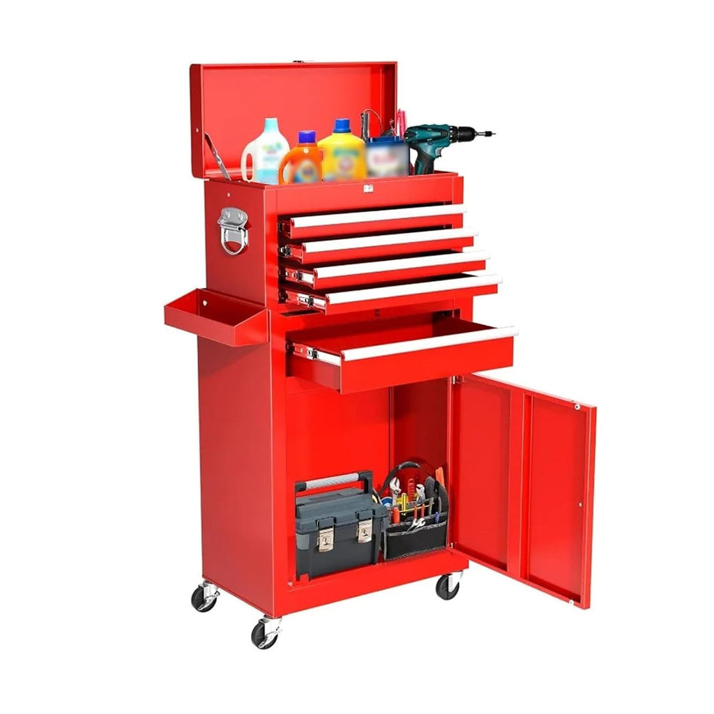 Rangement des outils Coffre à outils roulant portable avec coffre supérieur amovible et roues verrouillables | Armoire robuste doublures de