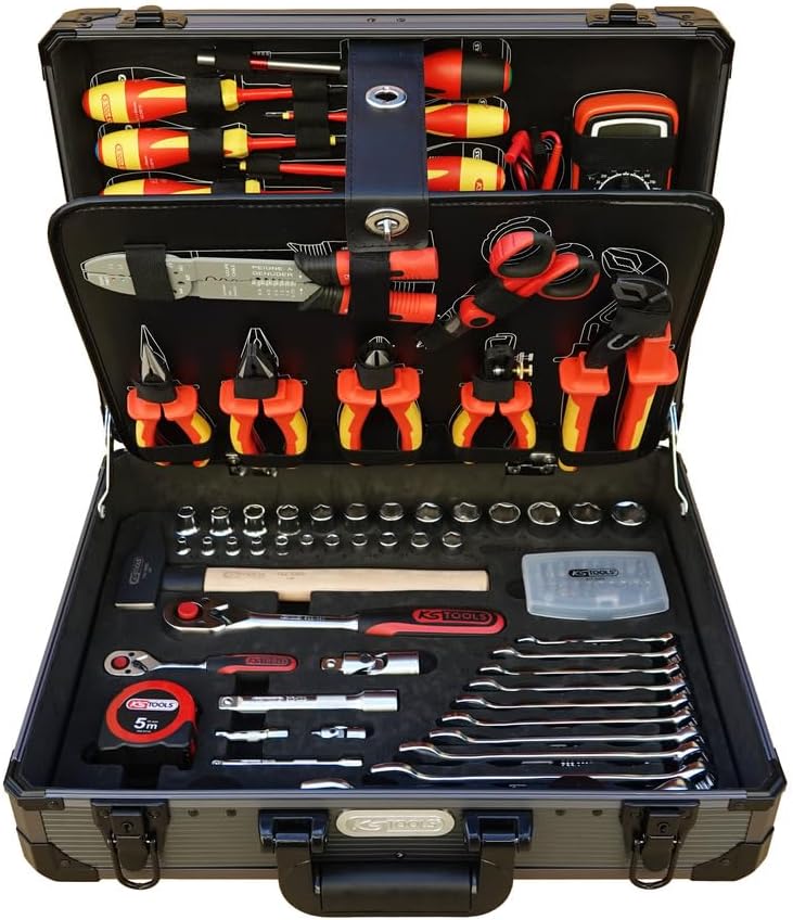 KS Tools - 922.0642F - Valise pour électricien et électromécanicien 1/4'' + 1/2", 142 pièces