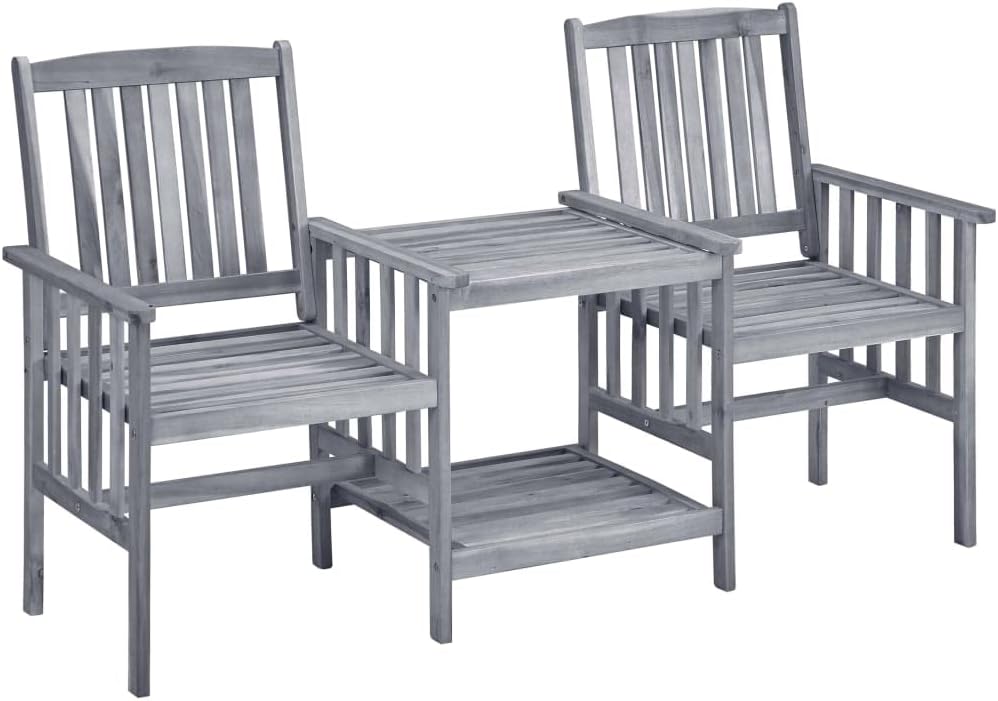 Générique Chaises de Jardin avec Table à thé et Coussins Acacia Solide,Salons de Jardin,3061316
