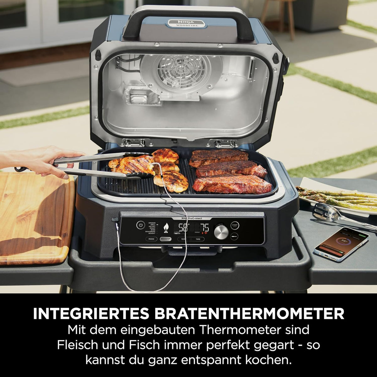 Ninja Woodfire Pro Connect XL Elektrischer BBQ Smoker Grill