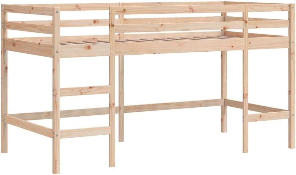 vidaXL Lit Mezzanine Enfants et Tunnel, Lit Surélevé pour Enfants avec Échelle, Meuble de Rangement Chambre, Moderne, Blanc Noir 90x190 cm Pin Massif