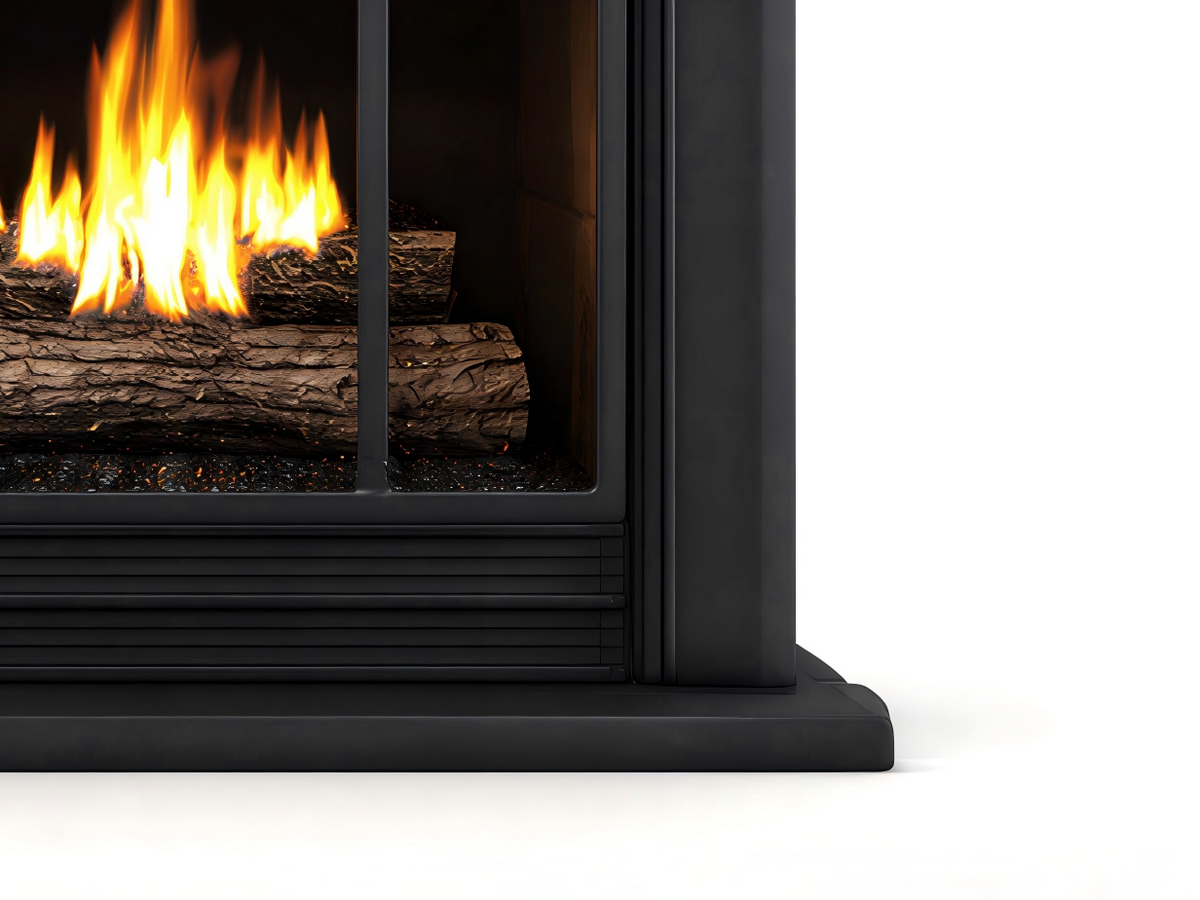 Cheminée à gaz - métal 85x40x95 cm - noir - style classique