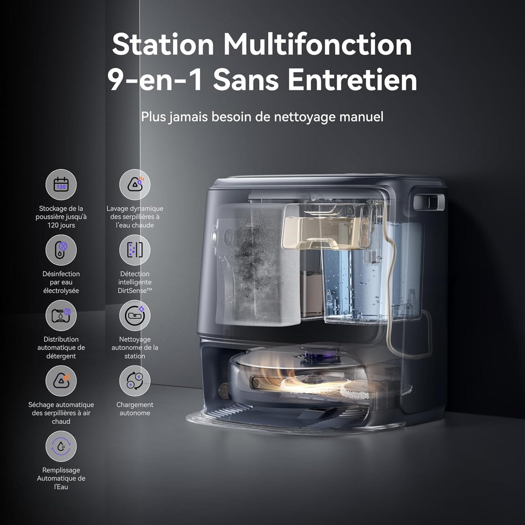 NARWAL Freo Z10 Ultra Robot Aspirateur Laveur, Balai Intelligent 18000Pa - Extension Serpillère Dynamique, Système Anti-Enchevêtrement, Nettoyage Humide/Sèche, Station Tout-en-Un
