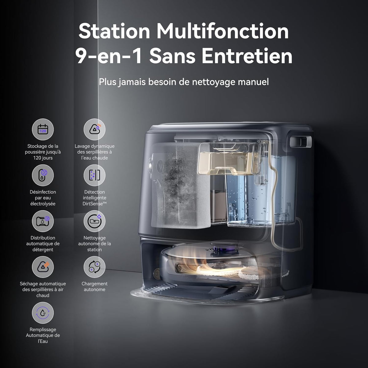NARWAL Freo Z10 Ultra Robot Aspirateur Laveur, Balai Intelligent 18000Pa - Extension Serpillère Dynamique, Système Anti-Enchevêtrement, Nettoyage Humide/Sèche, Station Tout-en-Un