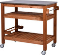 dobar 35540FSCe Desserte à roulettes d'extérieur avec Plateau en Acier Inoxydable 94 x 58 x 90 cm Pin Marron