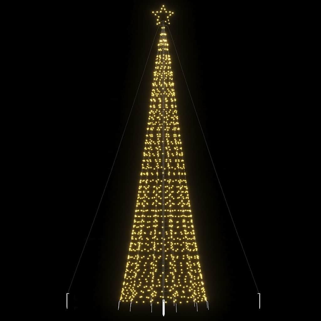 Festnight Arbre de Noël Cône Lumineuse avec Etoile Sapin de Noël Guirlande Lumineux Intérieur Extérieur Décoration de Noël-Blanc chaud-500 cm