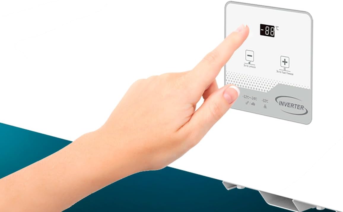 Cecotec Congélateur Horizontal Bolero CoolMarket Chest 199 Blanc E, Capacité 199 L, Mode Inverter Plus, Fonction Double, Congélation Rapide, Panier Intérieur, Contrôle Électronique, Classe E