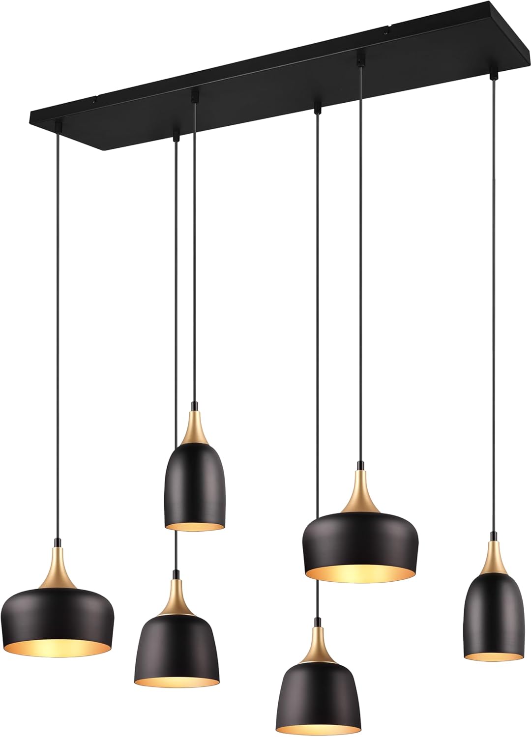 Trio Suspension Chiraz 310500632, métal noir mat/doré, sauf 6x E14
