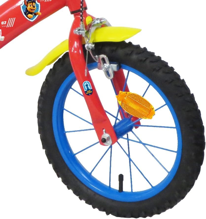Vélo Enfant 16" Pat Patrouille équipé de 2 Freins, Bidon/Porte Bidon Garde Boues, Plaque Avant, stabilisateurs Amovibles + Casque Pat Patrouille Inclus !