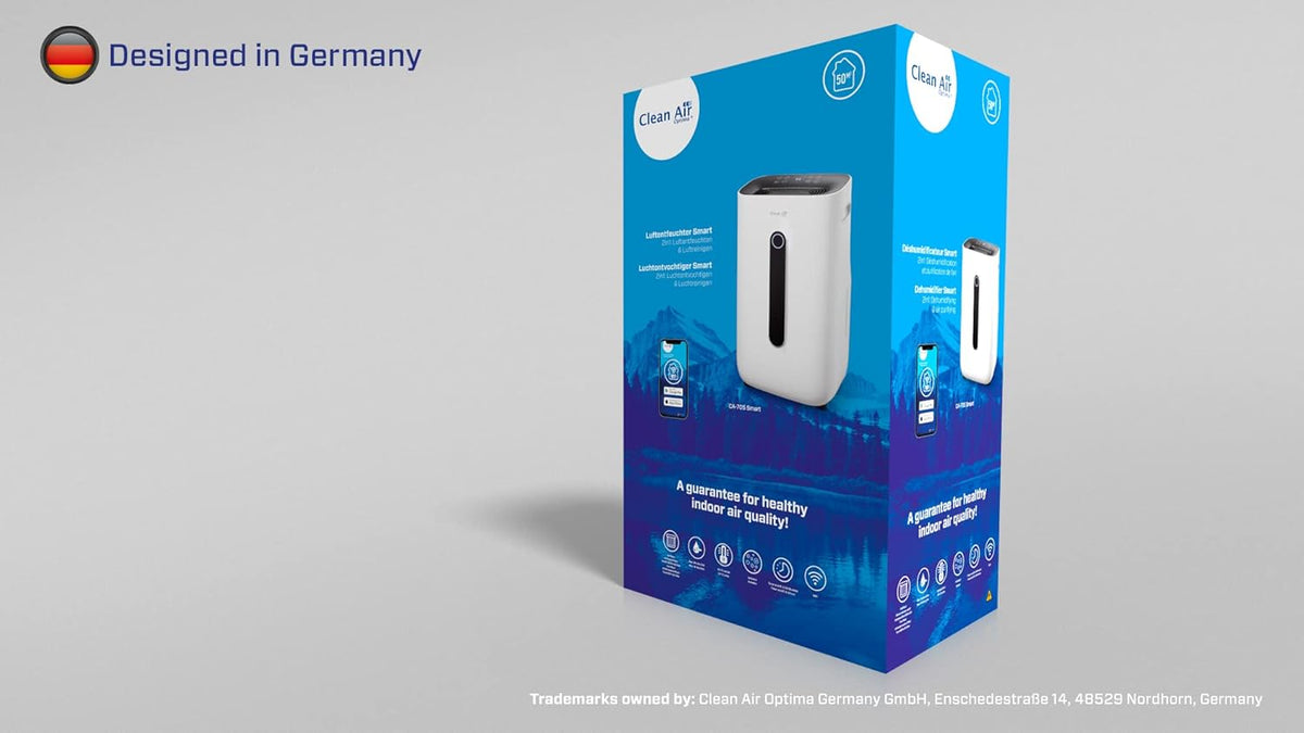 Clean Air Optima CA-705 Smart - 2en1: Déshumificateur & purificateur d’air - Idéal pour 50m² / 125m³ - Performance jusqu’à 16 litres/jour