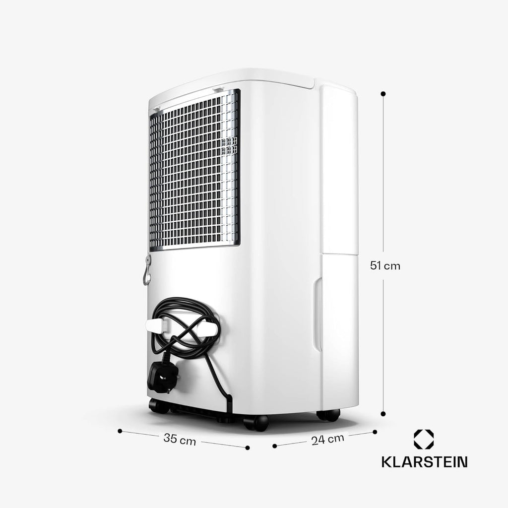 Klarstein DryFy 20 L déshumidificateur d'air - 400 W, 20 L/jour, réservoir 5 L, seulement 46 dB, minuterie, redémarrage automatique, séchage du linge, anti-moisissure, blanc