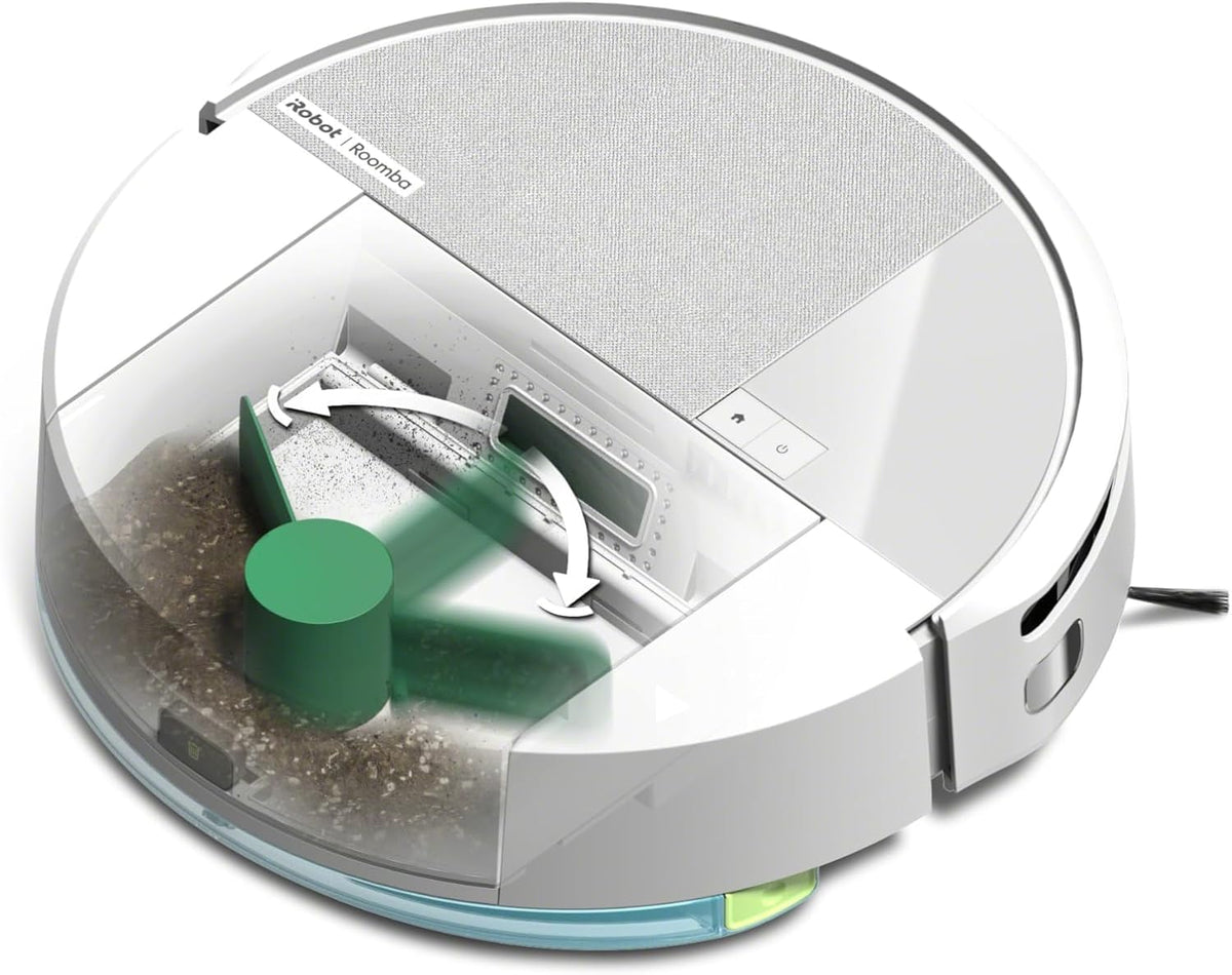 iRobot Roomba 205 DustCompactor Combo Robot - Compacte automatiquement Les débris à l’intérieur du robot jusqu'à 60 Jours - Sans sac - Clearview LiDAR - 7KPa - Se Recharge et reprend Le Travail -Blanc