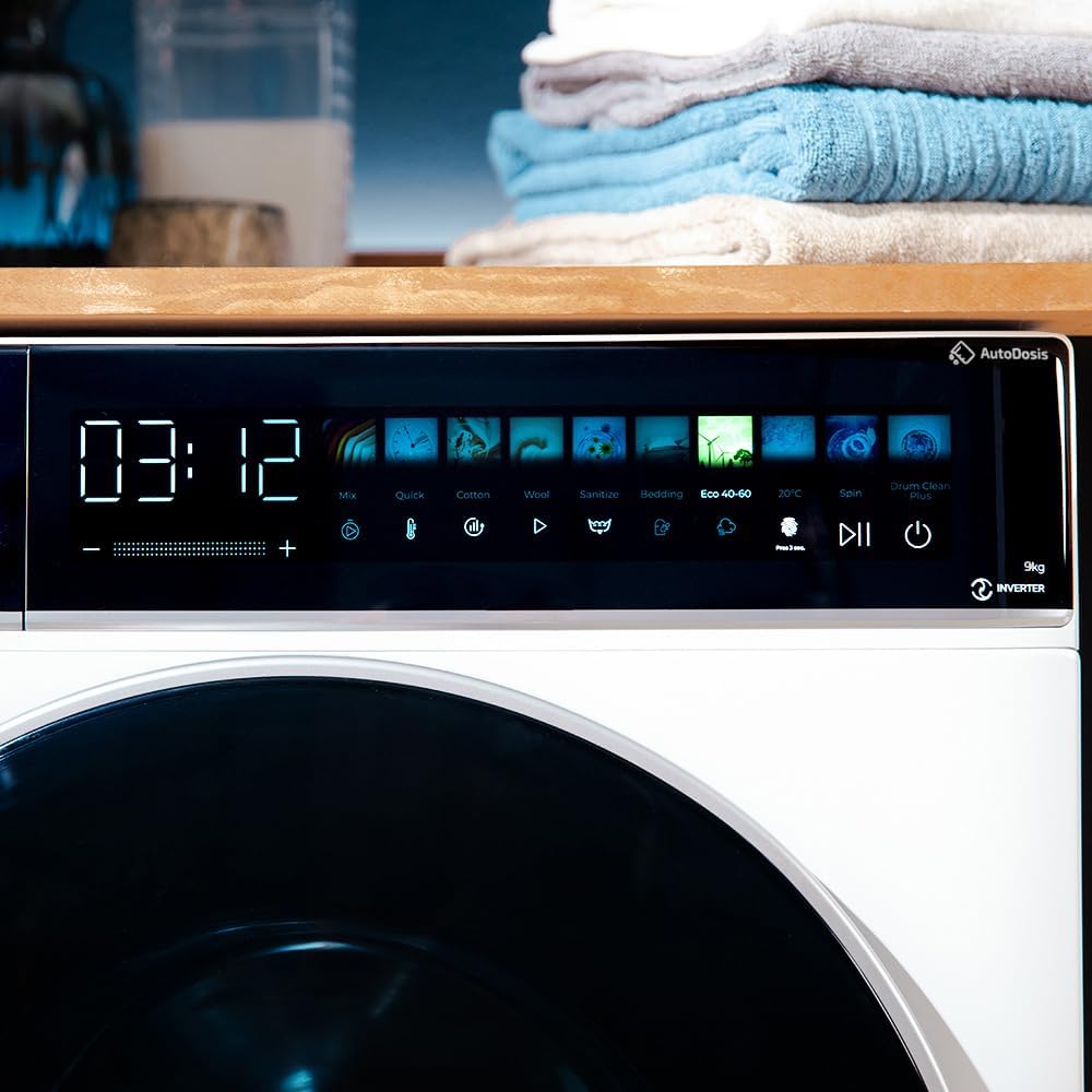 Cecotec Lave-linge 9Kg Chargement Frontal Bolero DressCode 9900 Autodose Inverter FullColor A, 1400 rpm, Écran FullColor 10,3", 16 programmes, Moteur Inverter Plus, SteamMax, Classe A, Blanc