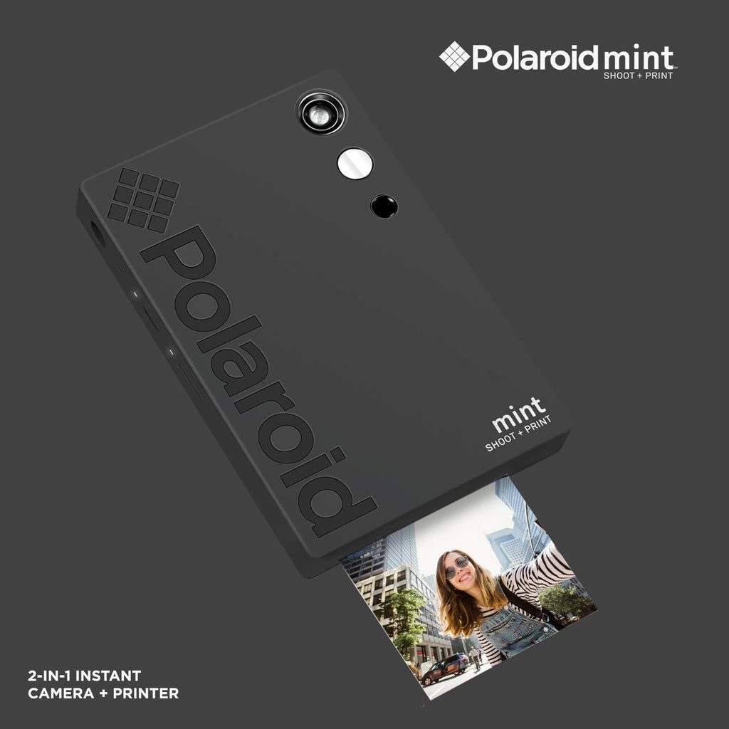 Polaroid Mint Appareil photo numérique Impression instantanée Noir , impression sur papier photo collé sur support Zink 2x3