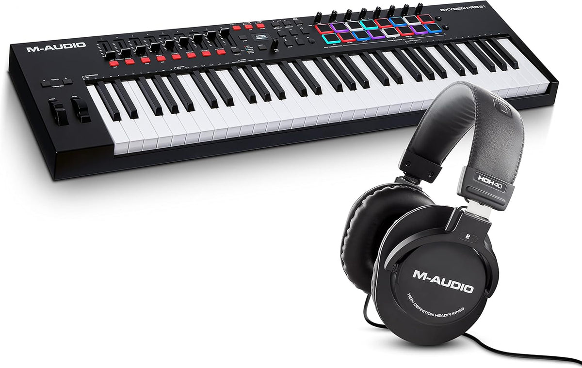 M-AUDIO Pack Contrôleur MIDI Oxygen Pro 61 avec Casque pour Enregistrement Studio, Production Musicale, Podcasting, Streaming