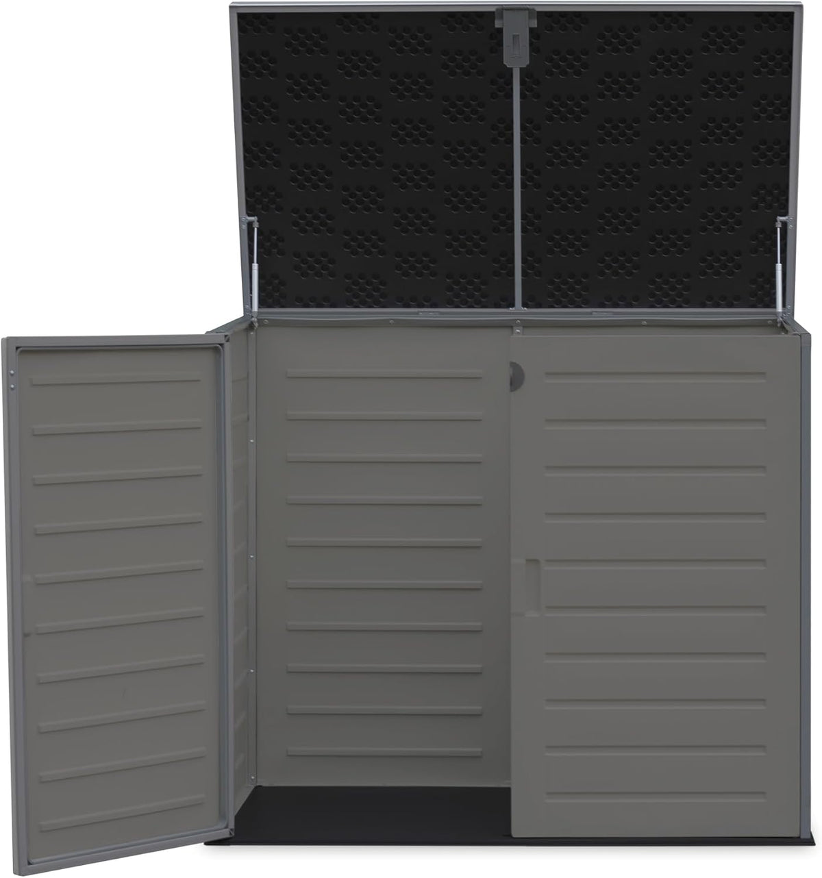 Armoire en résine 140x82x124cm. Structure en Acier, avec Plancher Inclus. Coffre extérieur, Hangar 1170 litres