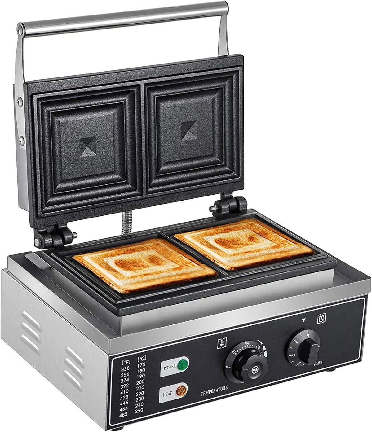 1500W Commercial Sandwich Machine à sandwich Électrique Sandwich Grille-pain Burger Panini Grille-pain Antiadhésif Donut Maker Machine à gaufres