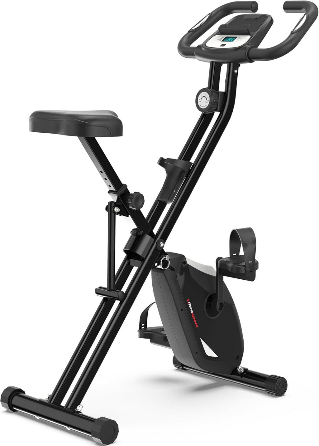 Ultrasport F-Bike Pro Vélo d’Appartement Pliable I Vélos d'Appartement Extra Silencieux jusqu'à 150 kg avec Selle Confort, 16 Niveaux, Fonction App, Silencieux, Velo d Appartement Pliable
