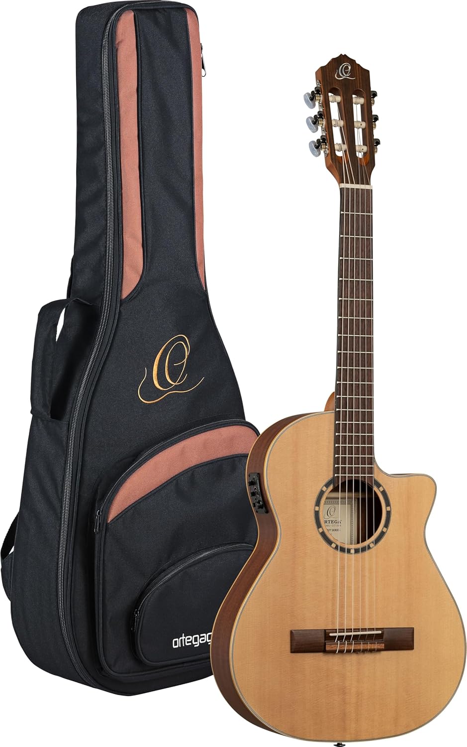 Ortega Guitars Guitare Classique Électro-Acoustique - 3/4 - Family Series - Housse Incluse - Épicéa/Acajou, Naturel RCE125-3/4