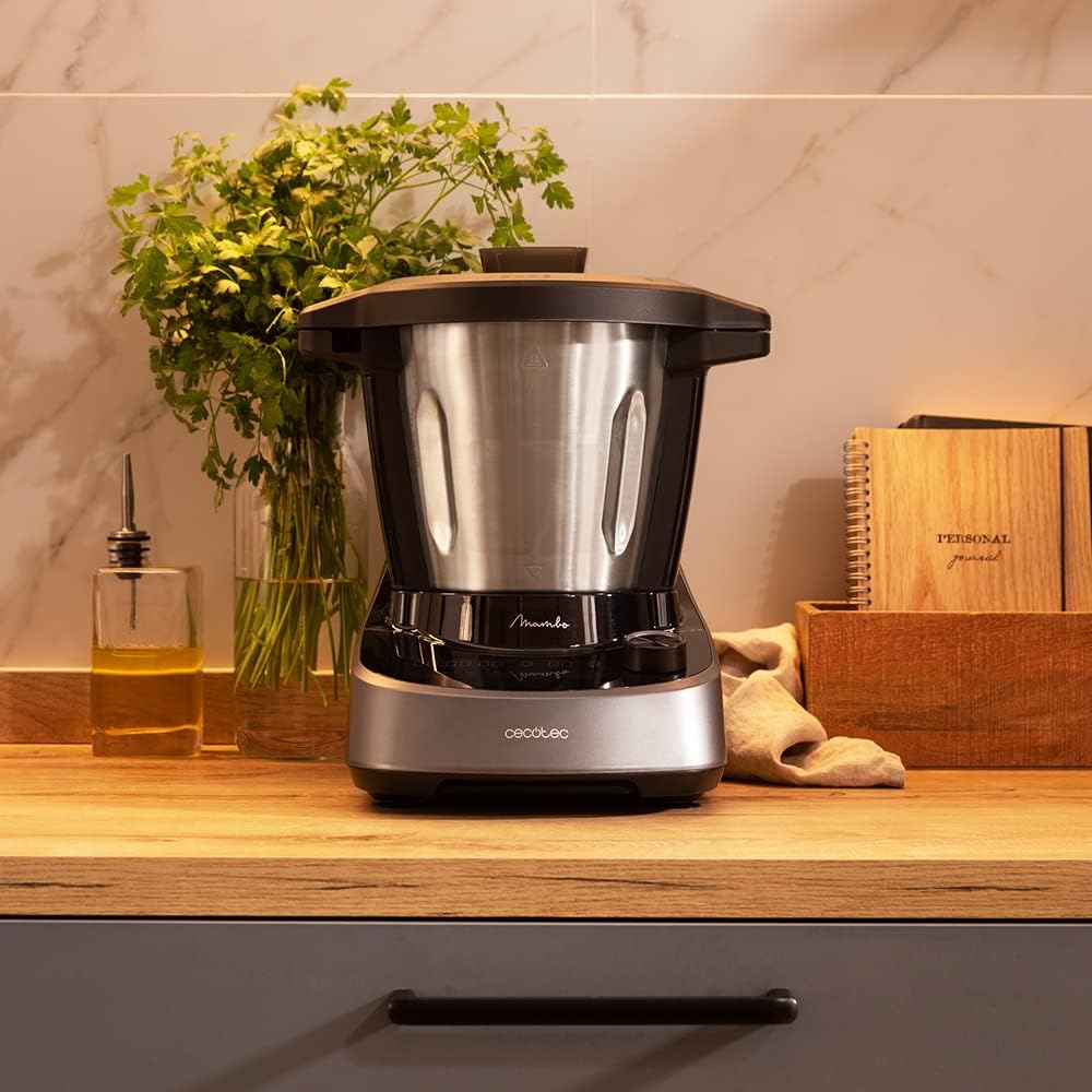 Cecotec Robot de cuisine multifonction Mambo 11090 1600 W 37 fonctions, APP, Balance et Pichet de 3,3 litres en acier inoxydable pour lave-vaisselle, Recette et accessoires