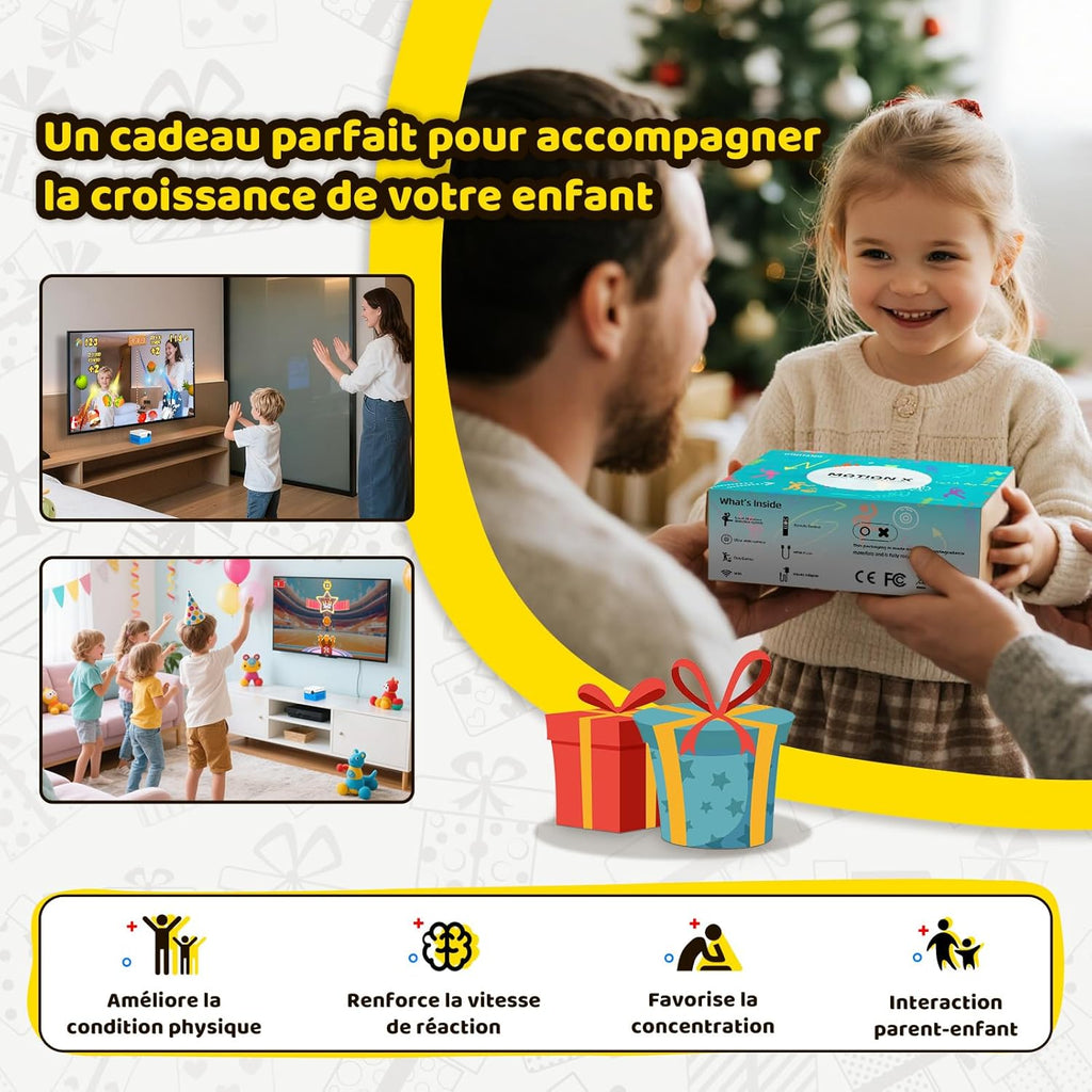KINHANK MotionX Consoles de Jeux à Détection de Mouvement, Système de Jeu Vidéo Plug&Play pour Interactif Parent-Enfant, Sans abonnement & Manette,Jouet Cadeau pour garçons et Filles à partir de 3 Ans