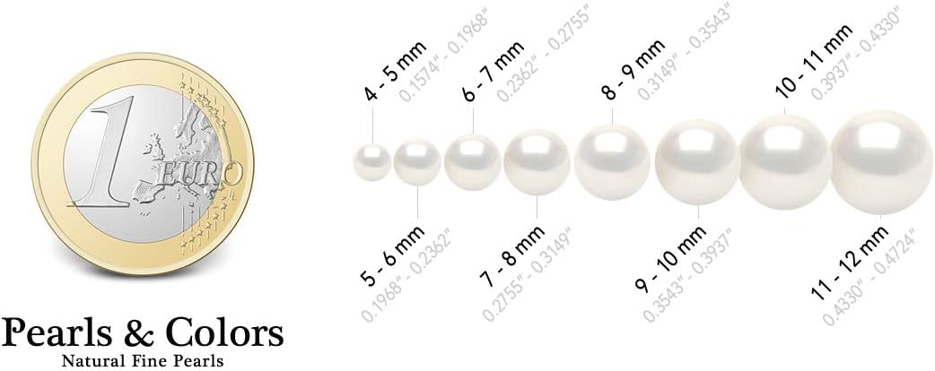PEARLS & COLORS - Boucles d'Oreilles Perles de Culture d'Eau Douce Rondes 7-8 - Qualité AAA+ - Disponible en Or Jaune & Or Blanc - Système Poussettes