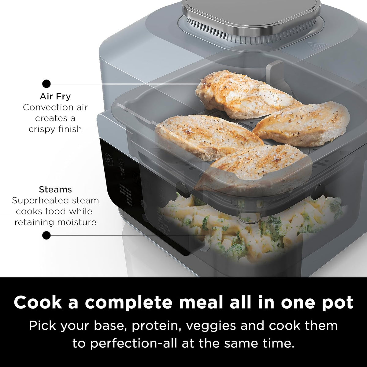 Ninja SF301 Speedi Rapid Cooker & Air Fryer, 6-Quart Capacity, 12-in-1 Functions to Steam, Bake, Roast, Sear, Sauté, Slow Cook, Sous Vide & More, 15-Minute Speedi Meals All In One Pot, Sea Salt Gray