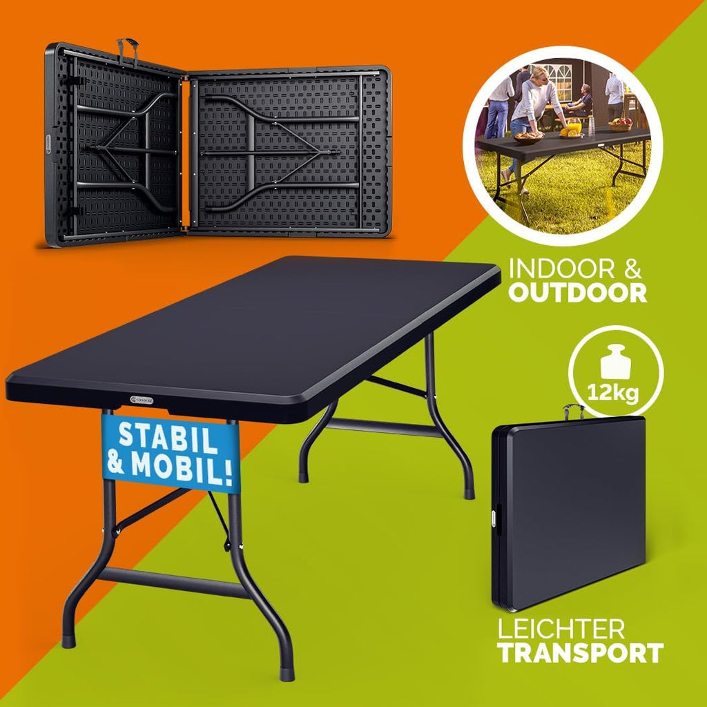 CASARIA Ensemble Table Pliante et 2 bancs 180 cm Table de Jardin 8 Personnes Camping terrasse Pique-Nique