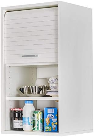 SIMMOB Meuble de Cuisine Blanc A Rideau 2 Etagères 40 x 72 x 35 cm