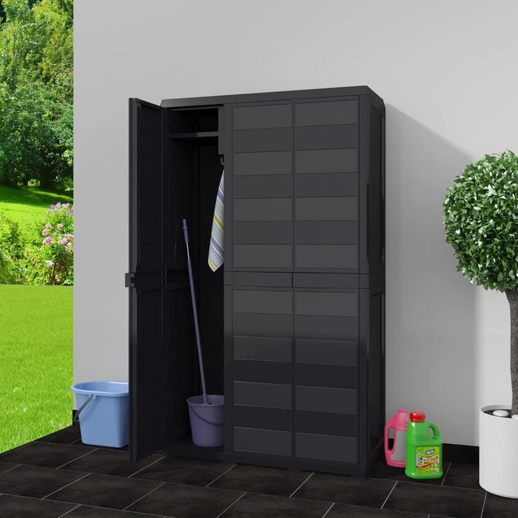 Goliraya Armoire de Rangement de Jardin Meuble de Rangement Extérieur Jardin ou Patio avec 4 étagères Noir