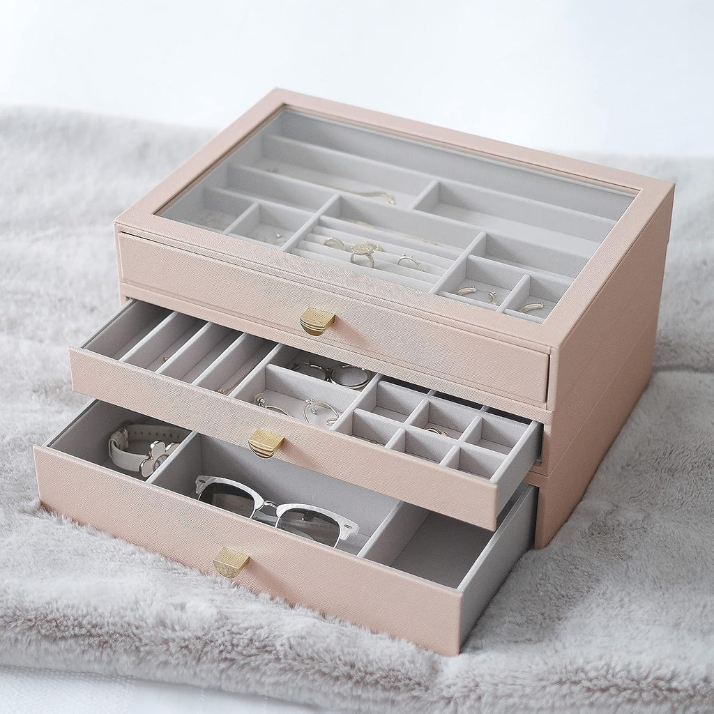 Stackers Blush Supersize Jewellery Box - Set of 3 (with Drawers)
