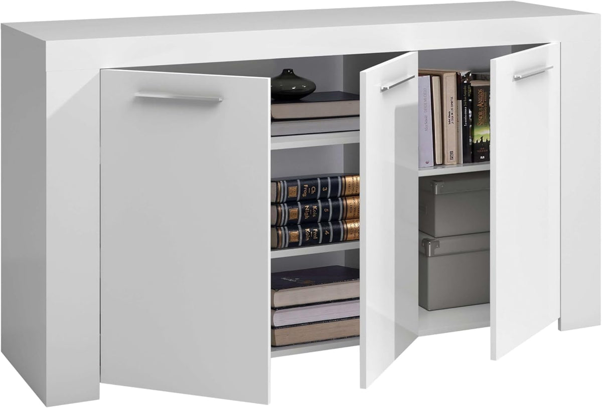 Habitdesign Modèle Ambit Buffet moderne pour salle à manger, couleur Blanc « Artik », dimensions : 144 x 42 x 80 cm (l x P x H).