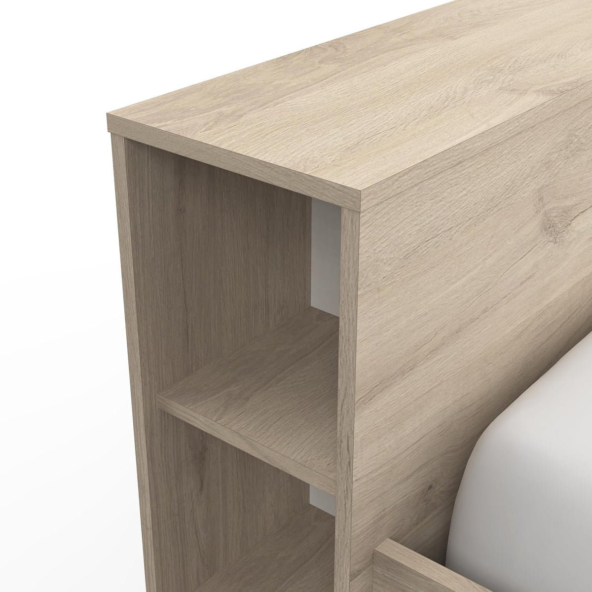 Lit avec Rangement 140x190 Style Contemporain 3 Tiroirs - Coloris Chêne - 150,1 x 217,1 x 74,3 cm